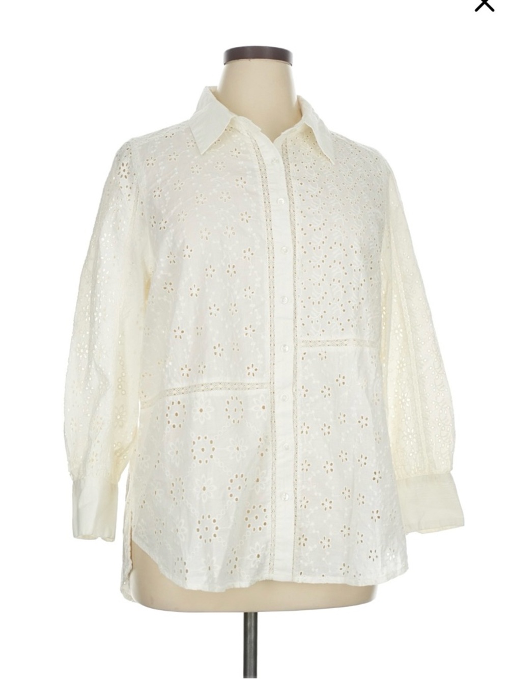 Sundance Cream Eyelet Button-Front Shirt